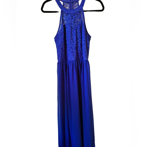 NWOT Women’s Maxi Lace Bodice High Neck Sleeveless Formal Maxi Dress - Picture 8 of 9